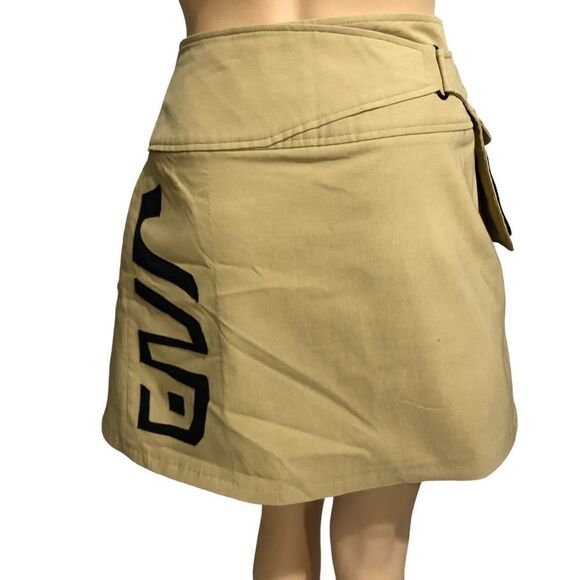 Rare Jamie Sadock Adjustable Snap Geometric Tan Black Pocket Mini Skirt Sz XS-S - Picture 5 of 14